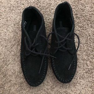 Minnetonka Black Suede Ankle Booties